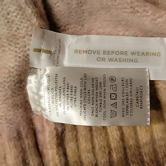 LOFT NWT pink and brown sweater.  Very wam and cozy. 3% wool.  size S - Picture 8 of 8